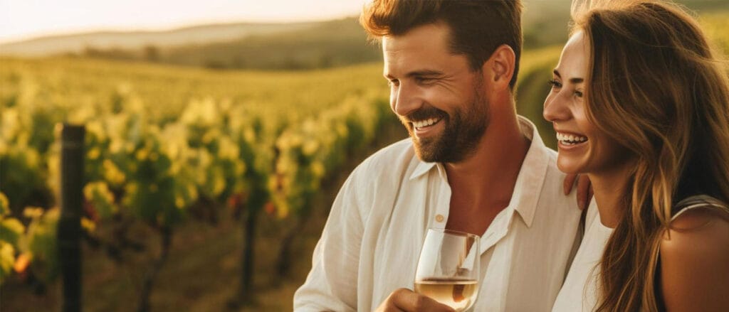 couple image with wine